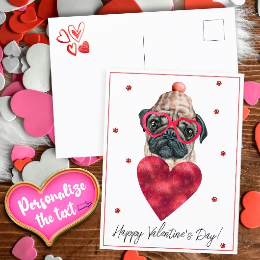 Hondenliefhebber Valentijn Gift Pug Feestdagenkaart