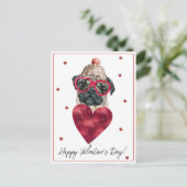 Hondenliefhebber Valentijn Gift Pug Feestdagenkaart (Staand voorkant)
