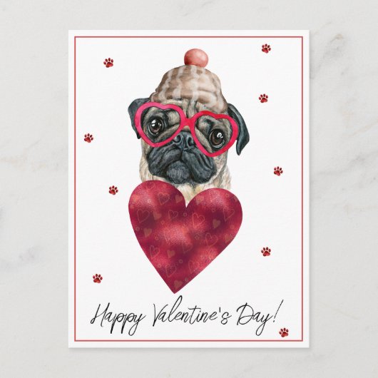 Hondenliefhebber Valentijn Gift Pug Feestdagenkaart (Voorkant)