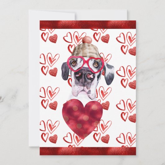 Hondenliefhebber Valentijn voor hart - Great Dane Feestdagenkaart (Voorkant)