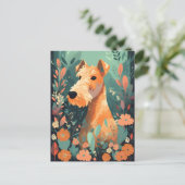 Hondenliefhebber van Airedale Terrier Spring Flowe Briefkaart (Staand voorkant)
