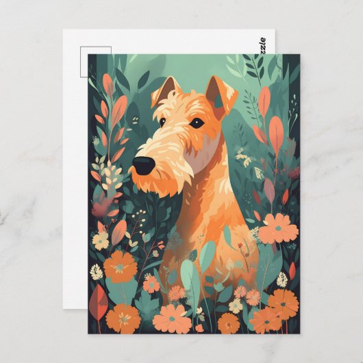 Hondenliefhebber van Airedale Terrier Spring Flowe Briefkaart (Voorkant / Achterkant)