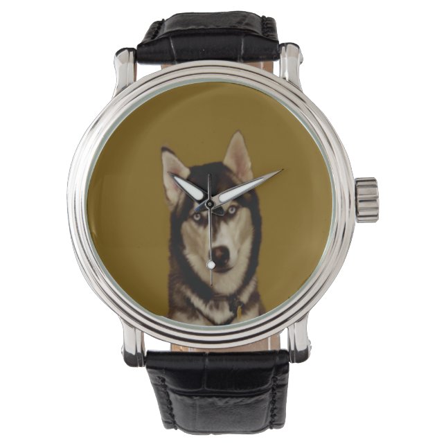 HONDENLIEFHEBBER VAN ALASKAN HUSKY HORLOGE (Voorkant)