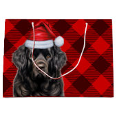 Hondenliefhebber van Christmas Plaid Newfoundland Groot Cadeauzakje (Voorkant)