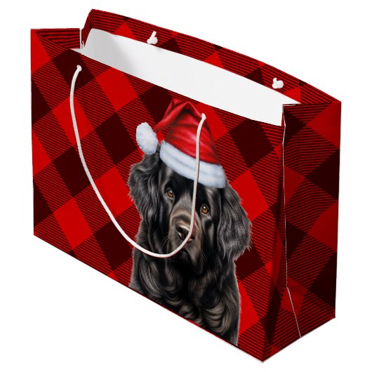 Hondenliefhebber van Christmas Plaid Newfoundland Groot Cadeauzakje (Achterkant Gekanteld)