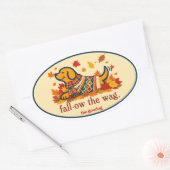 Hondenliefhebber van herfstbladeren ovale sticker (Envelop)