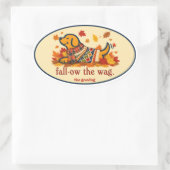 Hondenliefhebber van herfstbladeren ovale sticker (Tas)