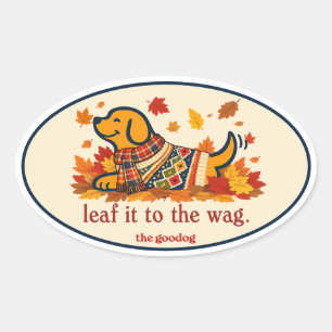 Hondenliefhebber van herfstbladeren ovale sticker