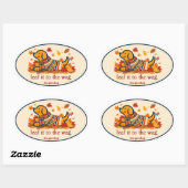 Hondenliefhebber van herfstbladeren ovale sticker (Vel)