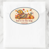 Hondenliefhebber van herfstbladeren ovale sticker (Tas)
