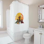 hondenliefhebber van roterende halloween costuum douchegordijn (In situ)