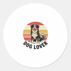 Hondenliefhebber Vintage Gravure Cute Hond Zonsond Ronde Sticker