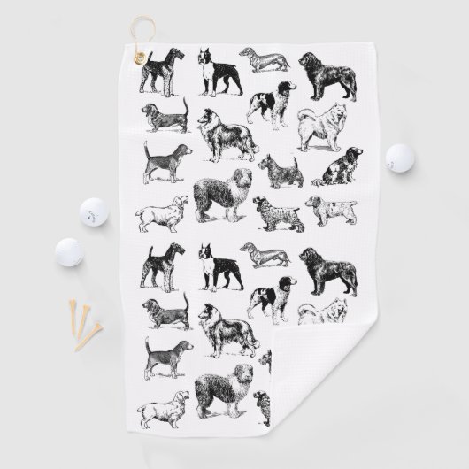hondenliefhebber Vintage Zwarte & Witte Velden Golfhanddoek (Insitu)