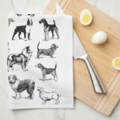 hondenliefhebber Vintage Zwarte & Witte Velden Theedoek (Quarter Fold)