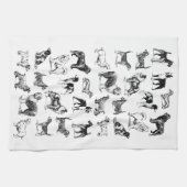hondenliefhebber Vintage Zwarte & Witte Velden Theedoek (Horizontaal)