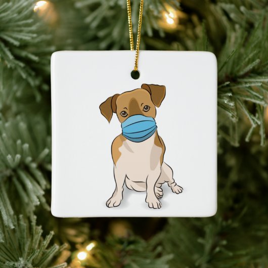 Hondenliefhebber voor gemaskerde puppy, sociaal ve keramisch ornament (Boom)