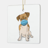 Hondenliefhebber voor gemaskerde puppy, sociaal ve keramisch ornament (Links)
