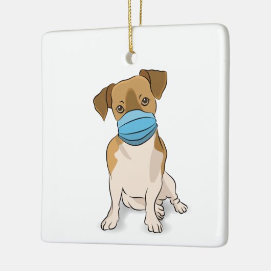 Hondenliefhebber voor gemaskerde puppy, sociaal ve keramisch ornament (Links)