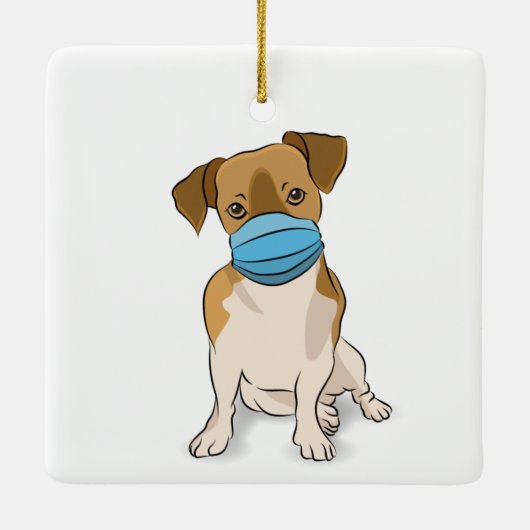 Hondenliefhebber voor gemaskerde puppy, sociaal ve keramisch ornament (Achterkant)