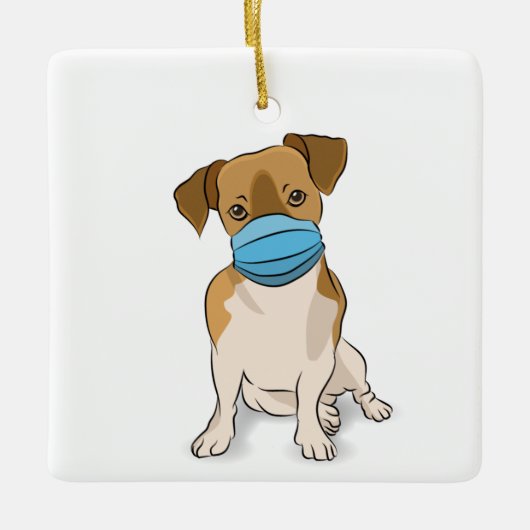 Hondenliefhebber voor gemaskerde puppy, sociaal ve keramisch ornament (Voorkant)