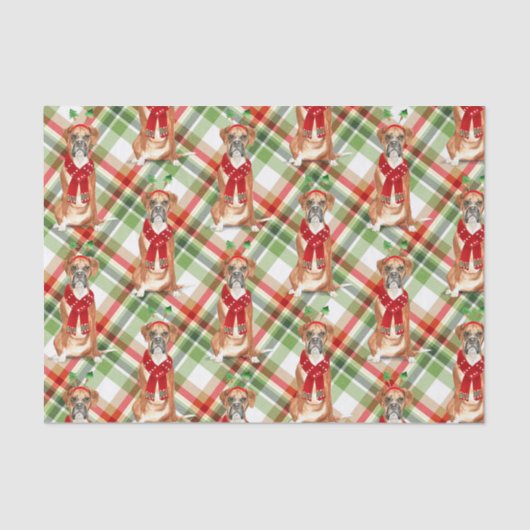 Hondenliefhebber voor groene spelden en kerstboxer tissuepapier (Voorkant)