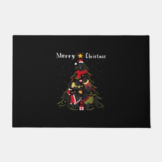 Hondenliefhebber voor kerstbomen bij Newfoundland Deurmat (Voorkant)