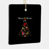 Hondenliefhebber voor kerstbomen bij Newfoundland Keramisch Ornament (Rechts)