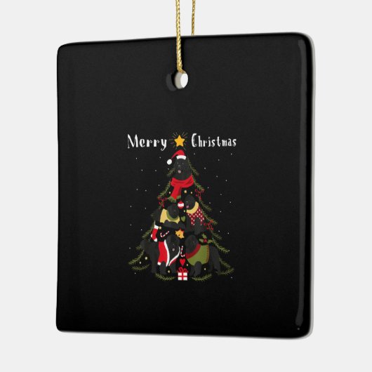 Hondenliefhebber voor kerstbomen bij Newfoundland Keramisch Ornament (Links)