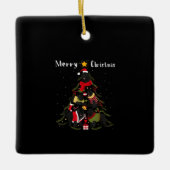 Hondenliefhebber voor kerstbomen bij Newfoundland Keramisch Ornament (Voorkant)