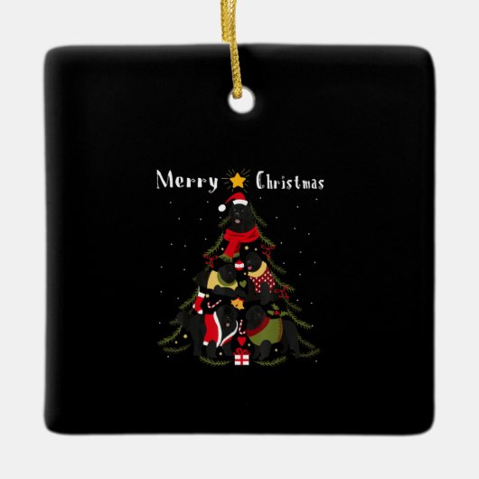 Hondenliefhebber voor kerstbomen bij Newfoundland Keramisch Ornament (Voorkant)