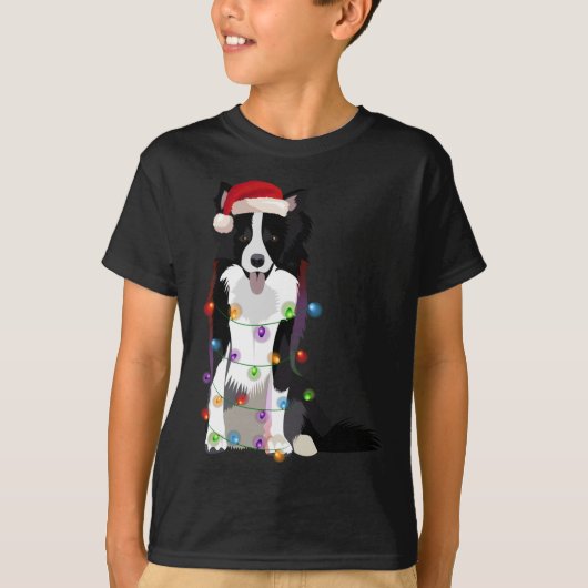 Hondenliefhebber voor kerstlampjes in de rand t-shirt (Voorkant)