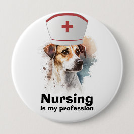 Hondenliefhebber voor verpleegkundigen, dag van de ronde button 4,0 cm