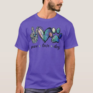 Hondenliefhebber Vrede Liefde Honden Puppy Poot vo T-shirt