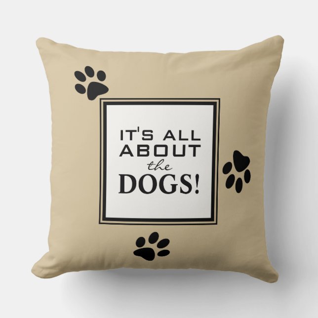Hondenliefhebber Whimsical Pootafdruk Quote Kussen (Voorkant)
