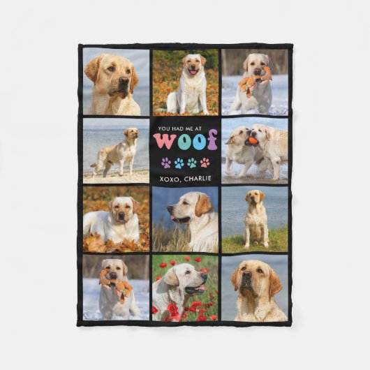 Hondenliefhebber WOOF Custom 11 Pet Afbeelding Kle Fleece Deken (Voorkant)
