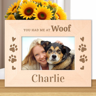 Hondenliefhebber - WOOF - Gepersonaliseerd houten  Gegraveerde Lijstjes