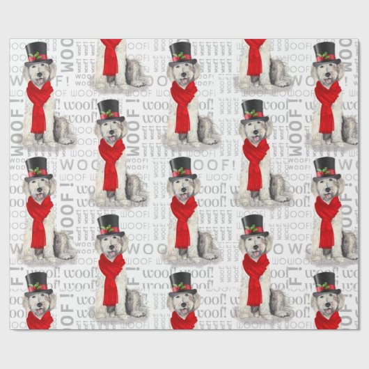 Hondenliefhebber Yellow Labradoedle met kerstmis Cadeaupapier (Vlak)