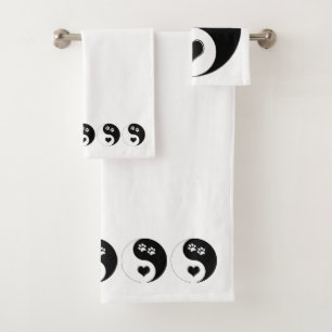 Hondenliefhebber Yin Yang-harten en pootafdrukken Bad Handdoek