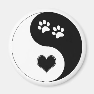 Hondenliefhebber Yin Yang Heart en Paw Drukken Magneet