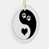 Hondenliefhebber Yin Yang Heart en Paw Prints Keramisch Ornament (Rechts)