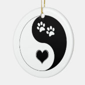 Hondenliefhebber Yin Yang Heart en Paw Prints Keramisch Ornament (Links)