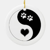 Hondenliefhebber Yin Yang Heart en Paw Prints Keramisch Ornament (Achterkant)