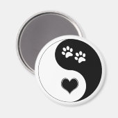 Hondenliefhebber Yin Yang Heart en Paw Prints Magneet (Voorkant / Achterkant)