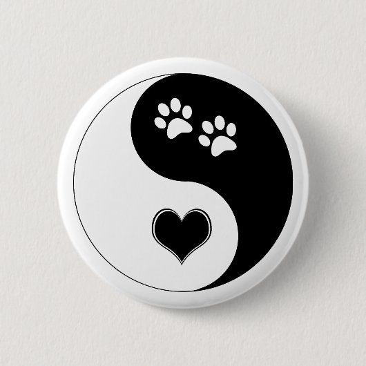 Hondenliefhebber Yin Yang Heart en Paw Prints Ronde Button 5,7 Cm (Voorkant)