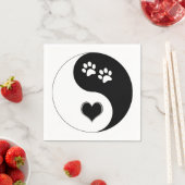 Hondenliefhebber Yin Yang Heart en Paw Prints Servet (Insitu)