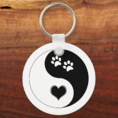 Hondenliefhebber Yin Yang Heart en Paw Prints Sleutelhanger (Voorkant)