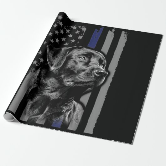 Hondenliefhebber | Zwarte Labrador American Flag T Cadeaupapier (Uitgerold)