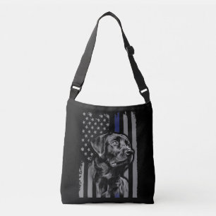 Hondenliefhebber   Zwarte Labrador American Flag T Crossbody Tas