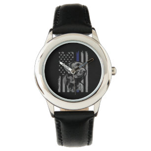 Hondenliefhebber   Zwarte Labrador American Flag T Horloge