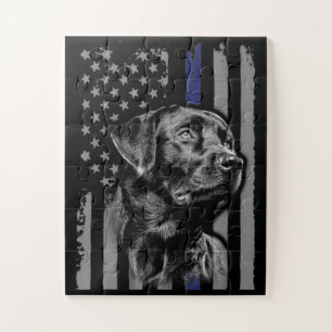 Hondenliefhebber   Zwarte Labrador American Flag T Legpuzzel